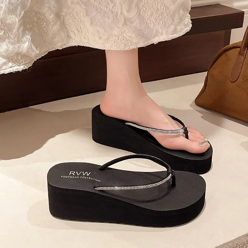 New Fashionable Outerwear Thick-Soled 6.5 High-Heeled Beach Flip-Flops Flip-Flops for Women Summer Non-Slip and Wear-Resistant - Image 2