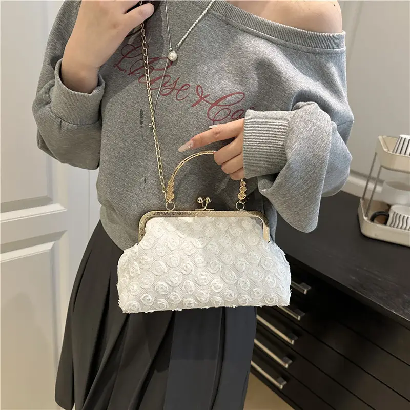 Black Pearl Chain Shoulder Bag for Women