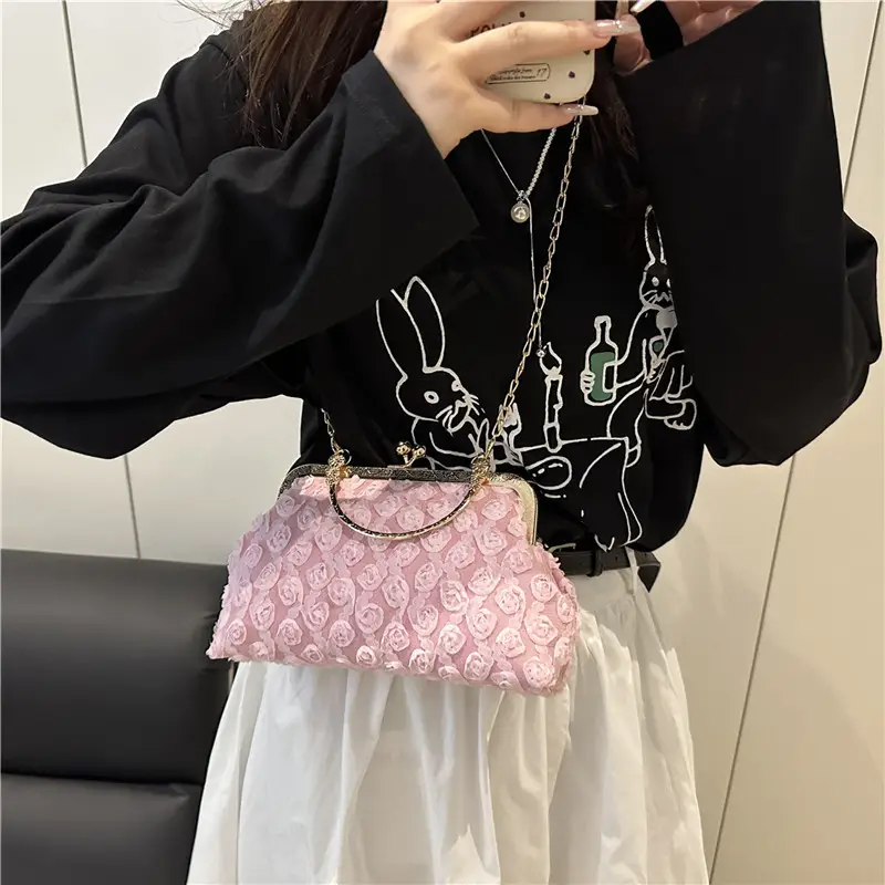 Black Pearl Chain Shoulder Bag for Women