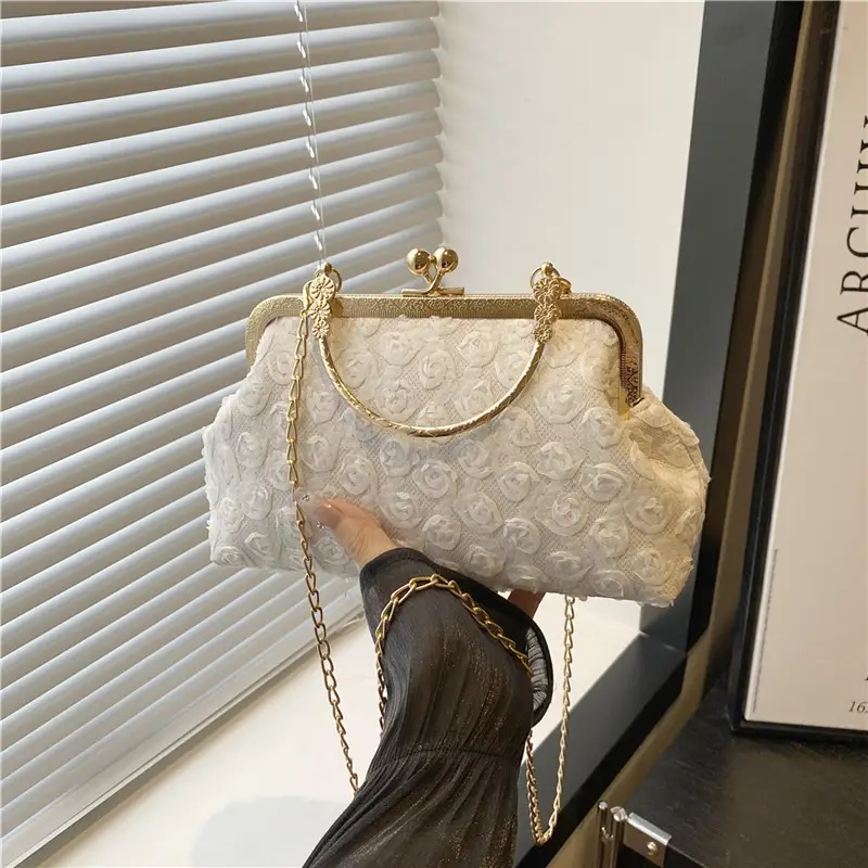 Black Pearl Chain Shoulder Bag for Women