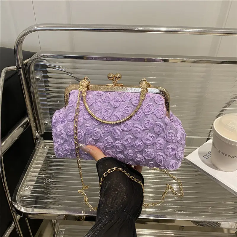 Black Pearl Chain Shoulder Bag for Women