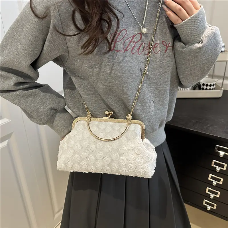 Pink Pearl Embroidered Crossbody Bag for Women - Image 6