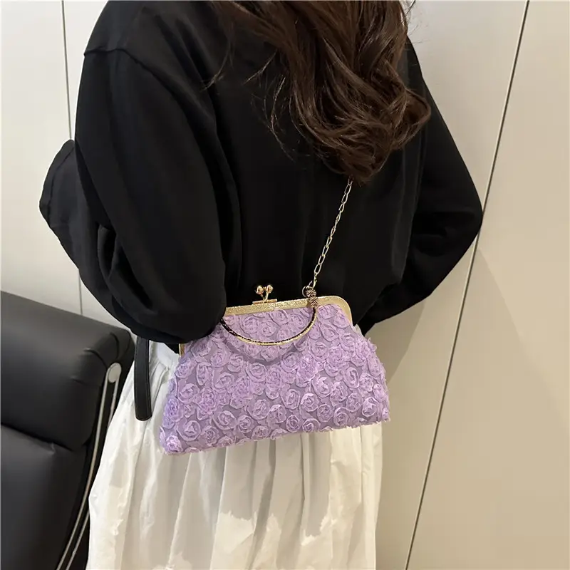 Pink Pearl Embroidered Crossbody Bag for Women - Image 7