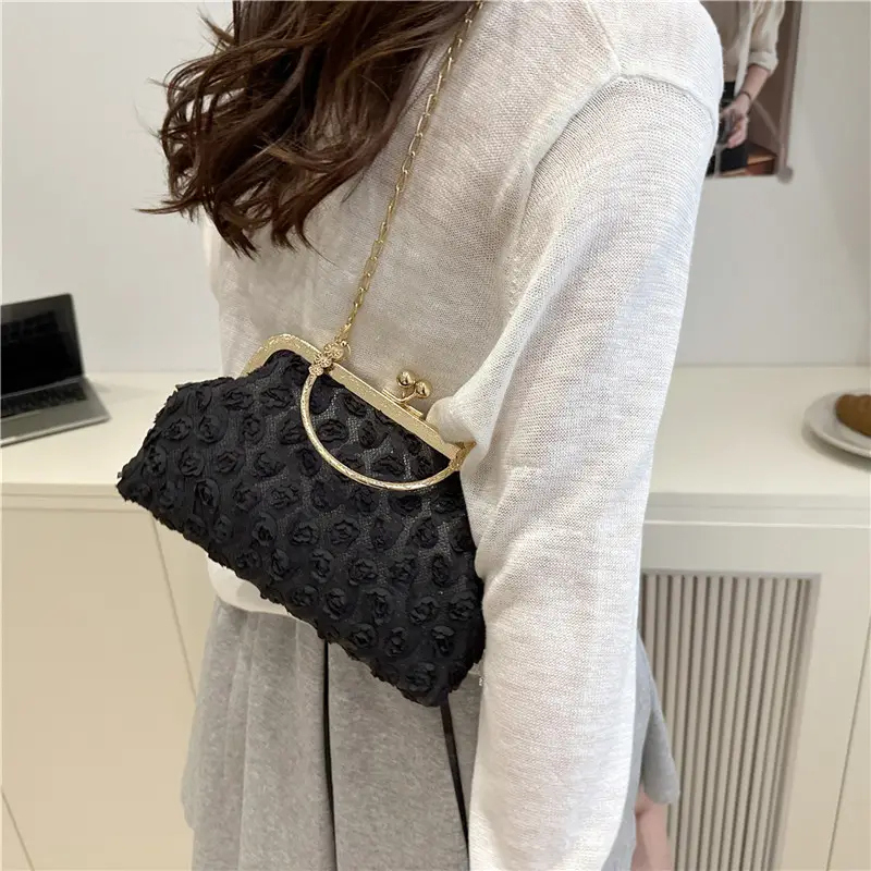 Pink Pearl Embroidered Crossbody Bag for Women - Image 8