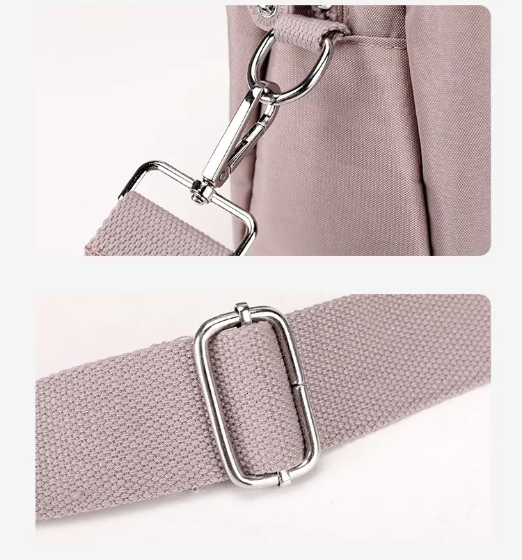 Women's Large Capacity Crossbody Bag Textured Nylon Light Grey — feature 24