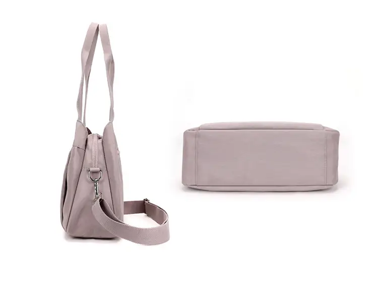 Women's Large Capacity Crossbody Bag Textured Nylon Light Grey — feature 26