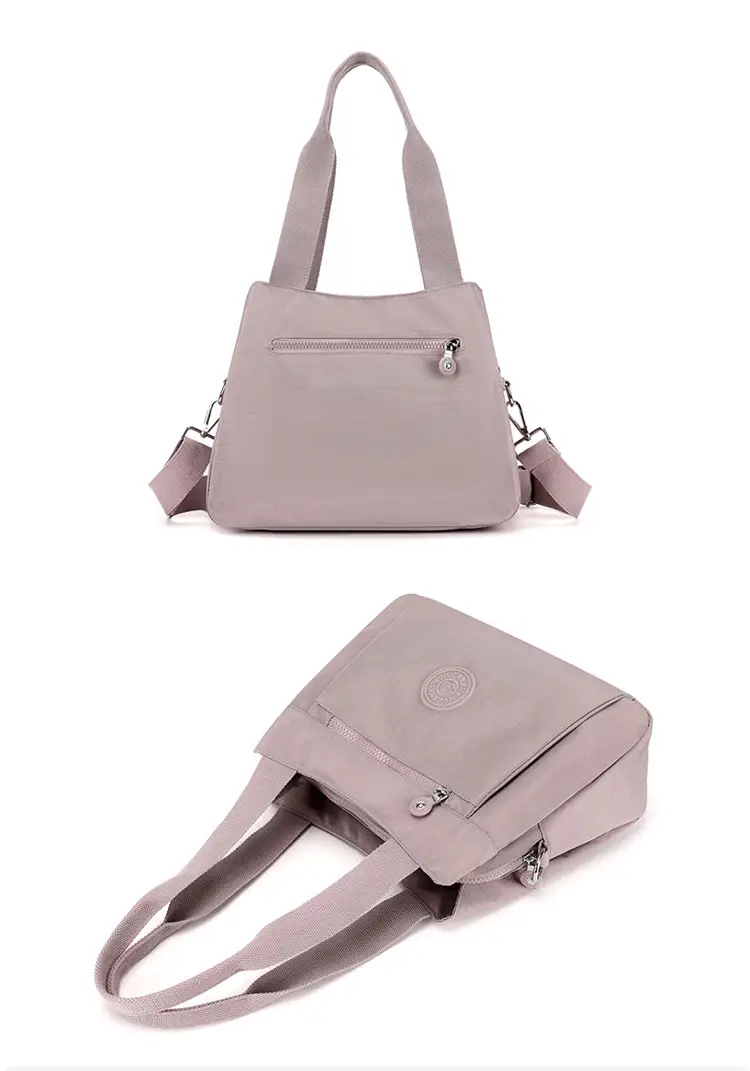 Women's Large Capacity Crossbody Bag Textured Nylon Light Grey — feature 27