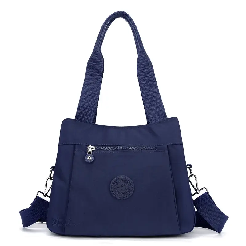 Women's Large Capacity Crossbody Bag Textured Nylon Light Grey - Image 2