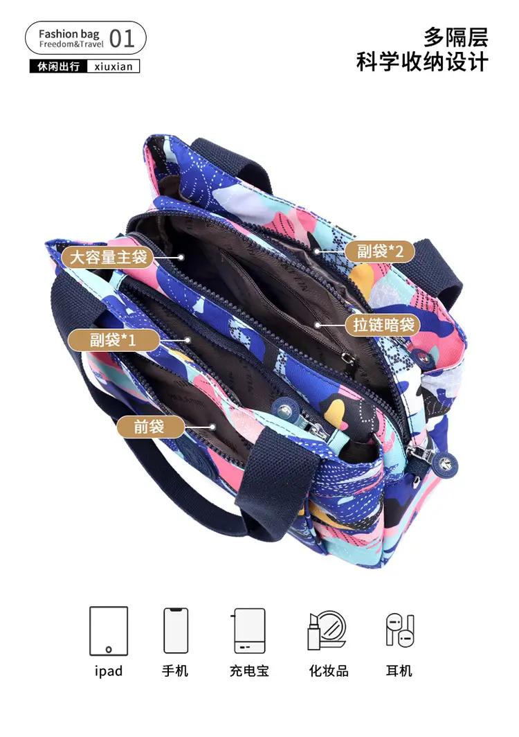 Printed Korean Style Tote Bag Large Capacity Lightweight Oxford Cloth — feature 6