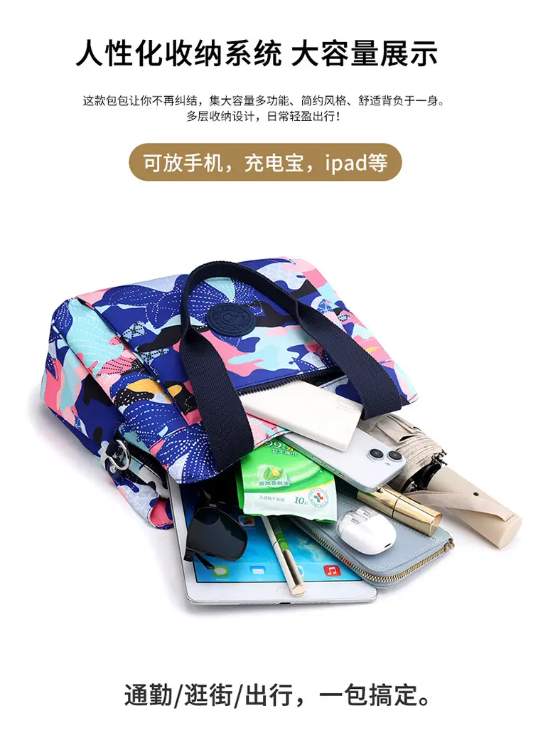 Printed Korean Style Tote Bag Large Capacity Lightweight Oxford Cloth — feature 9