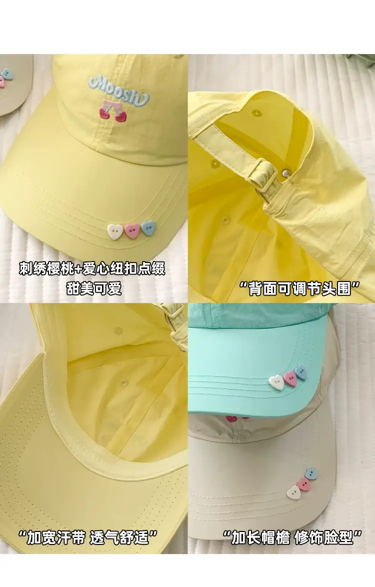 Sweet Cherry Embroidered Baseball Cap for Women — feature 9