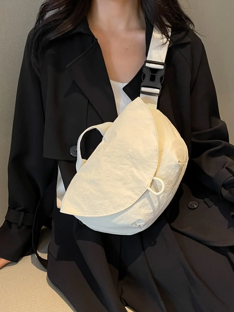 Black Japanese Style Crossbody Bag for Women