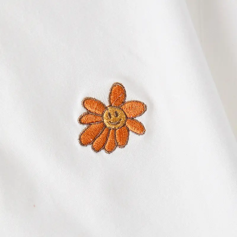 Boys Cotton Flower Embroidered T-Shirt Orange - Image 4