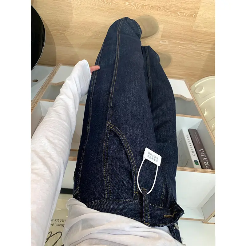 Dark Blue Wide Leg Jeans Women Spring Summer