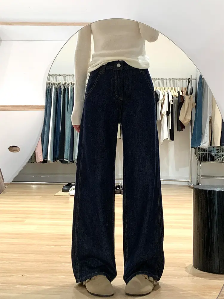 Dark Blue Wide Leg Jeans Women Spring Summer — feature 9
