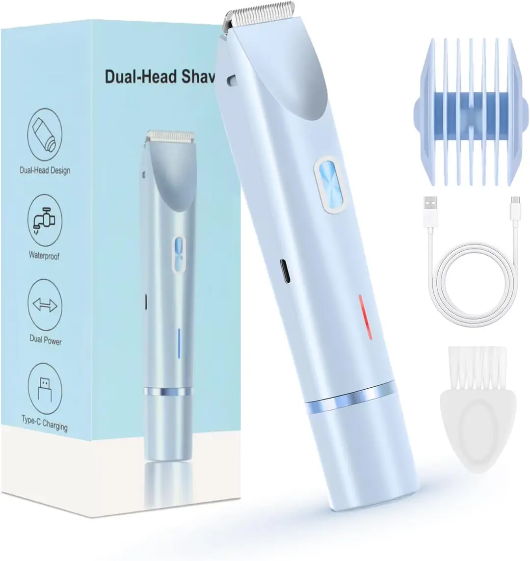 Cross-Border Household Women's Hair Removal Device, Dual-Head Electric Hair Removal Device, Private Area Hair Trimmer, Shaver, Full Body Hair Removal Device