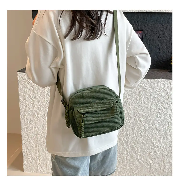Women's Corduroy Shoulder Messenger Bag Cream 2025 — feature 14