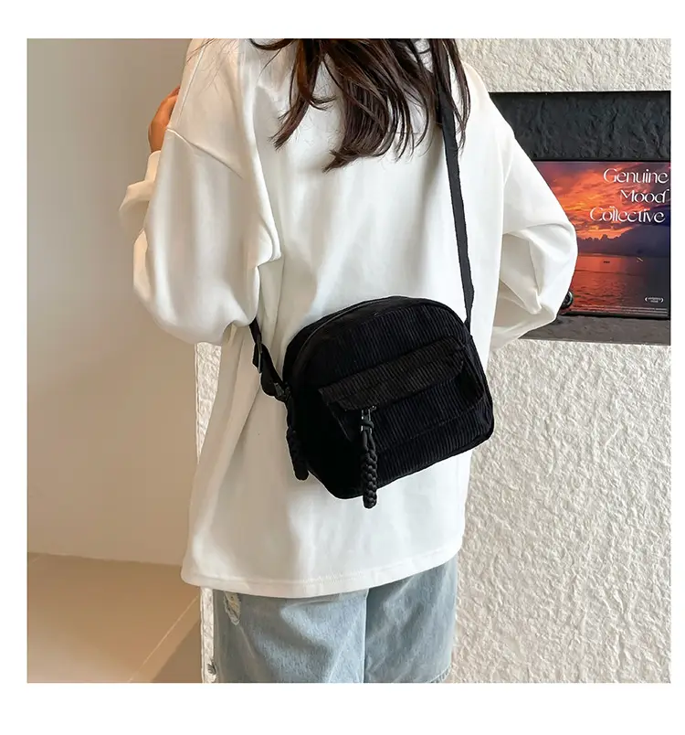Women's Corduroy Shoulder Messenger Bag Cream 2025 — feature 18