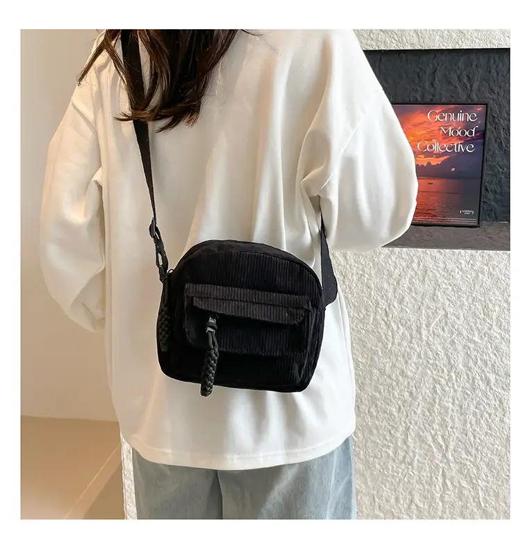 Women's Corduroy Shoulder Messenger Bag Cream 2025 — feature 19
