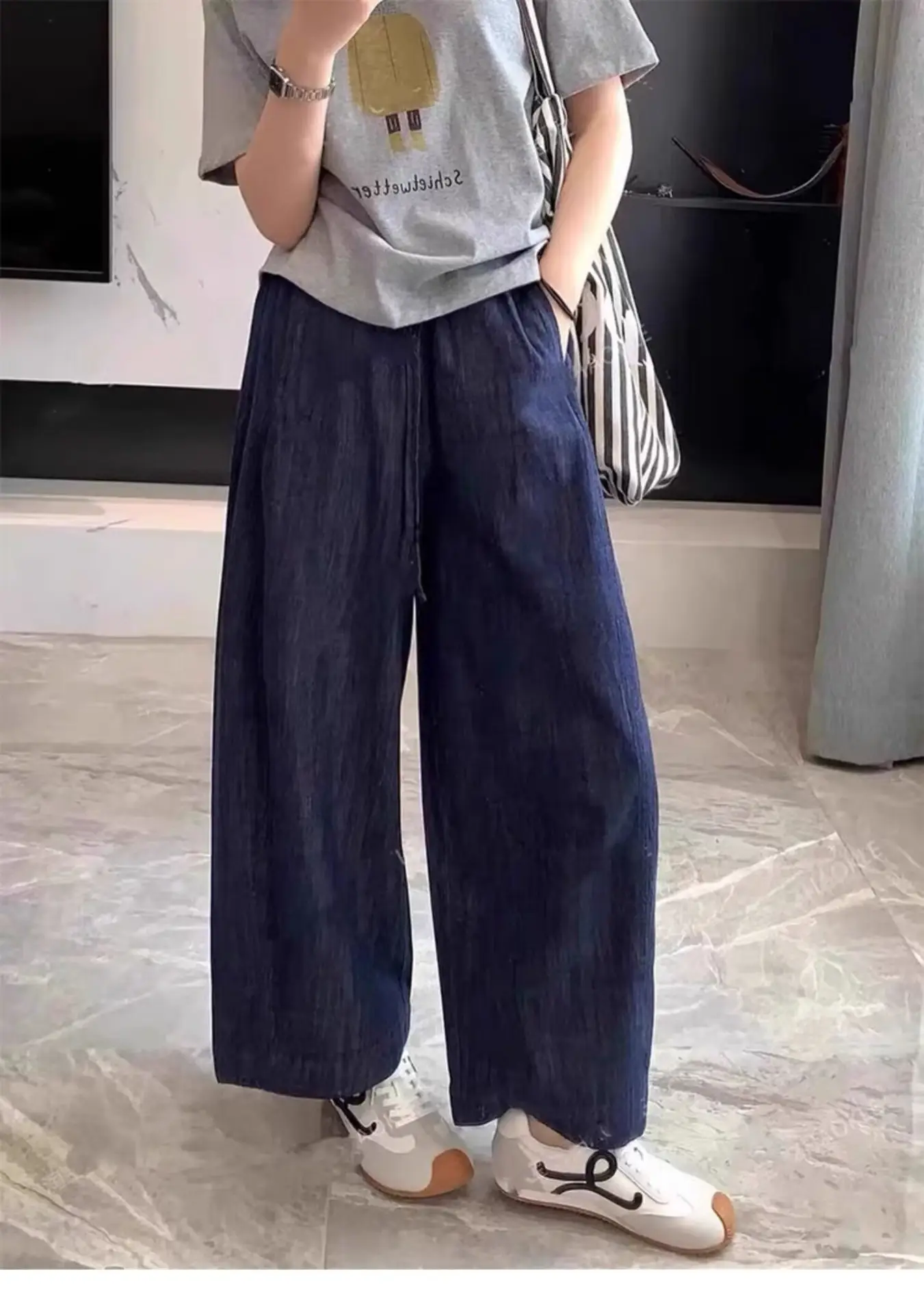 Dark Blue Cropped Wide Leg Jeans Women 2025 — feature 2