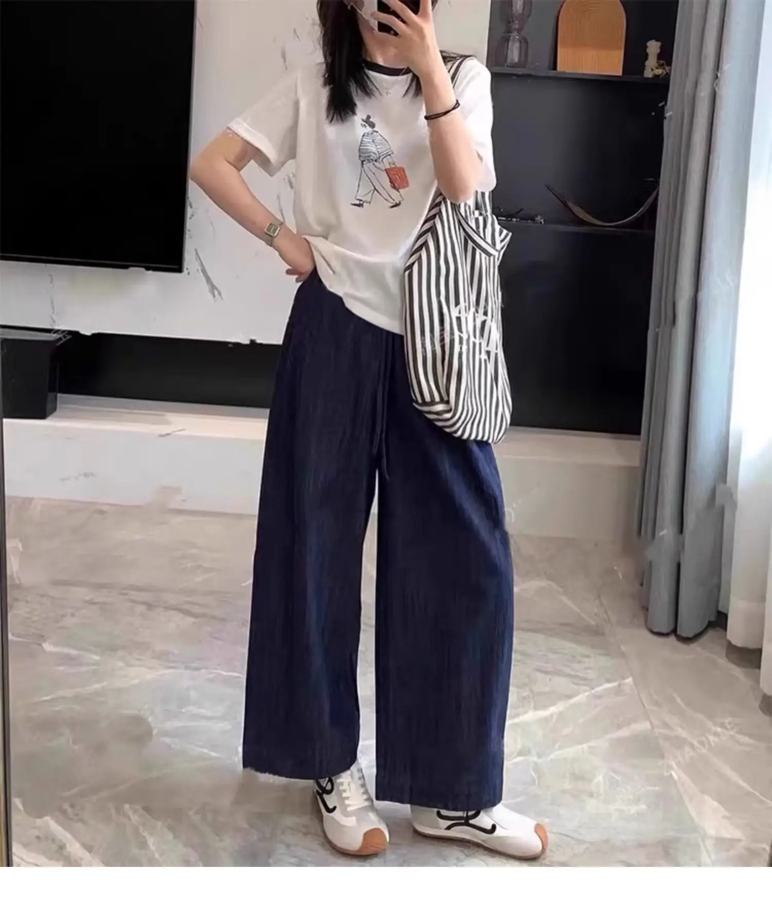 Dark Blue Cropped Wide Leg Jeans Women 2025 — feature 3
