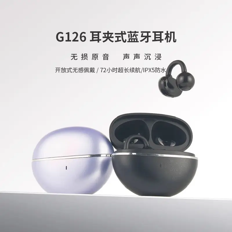 Wireless Bluetooth Headset with Ear Clips, Noise Reduction, Silver - Image 6