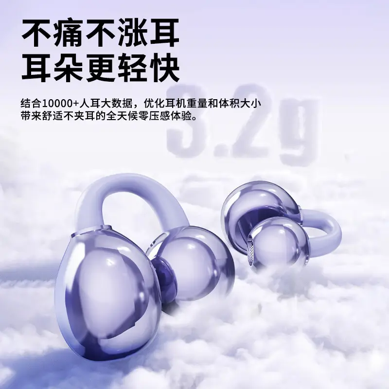 Wireless Bluetooth Headset with Ear Clips, Noise Reduction, Silver - Image 7