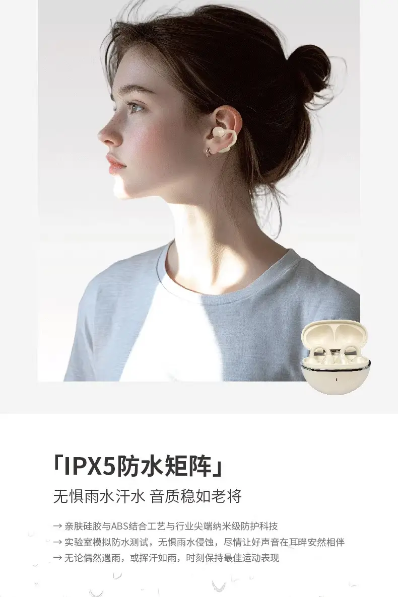 Wireless Bluetooth Headset with Ear Clips, Noise Reduction, Silver β feature 5