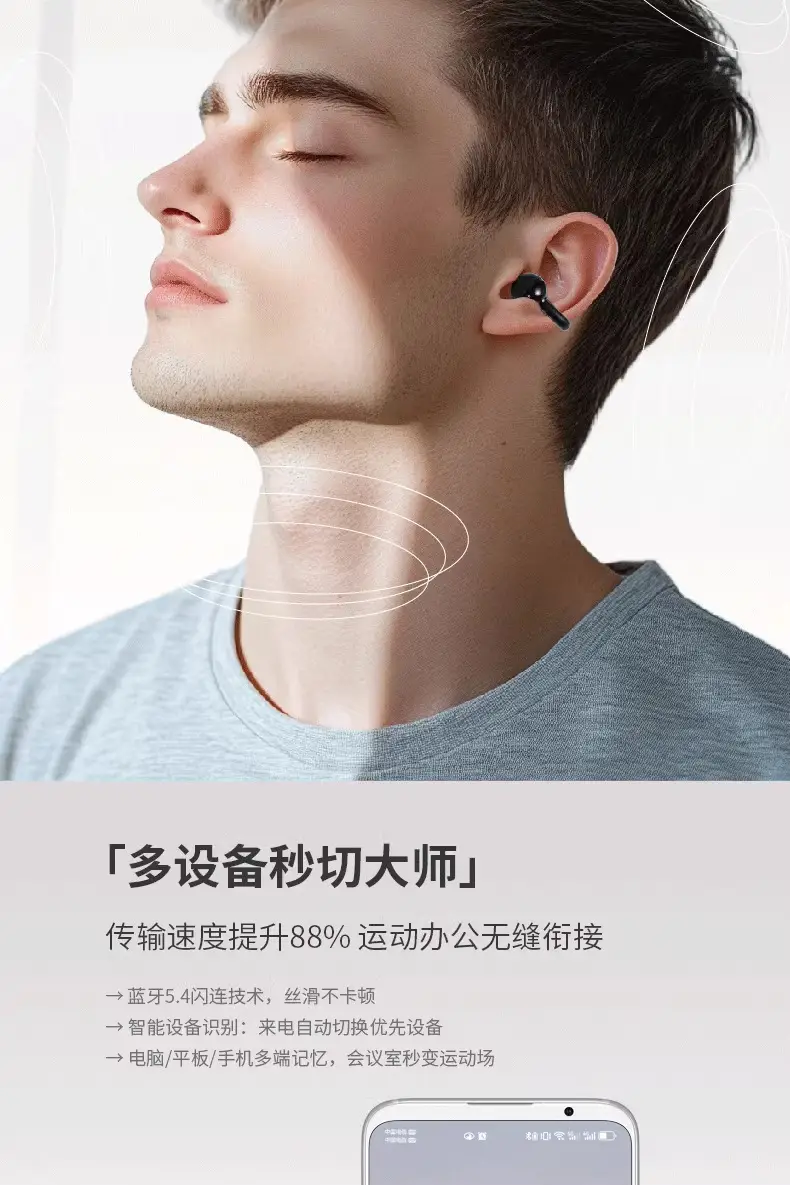 Wireless Bluetooth Headset with Ear Clips, Noise Reduction, Silver β feature 7