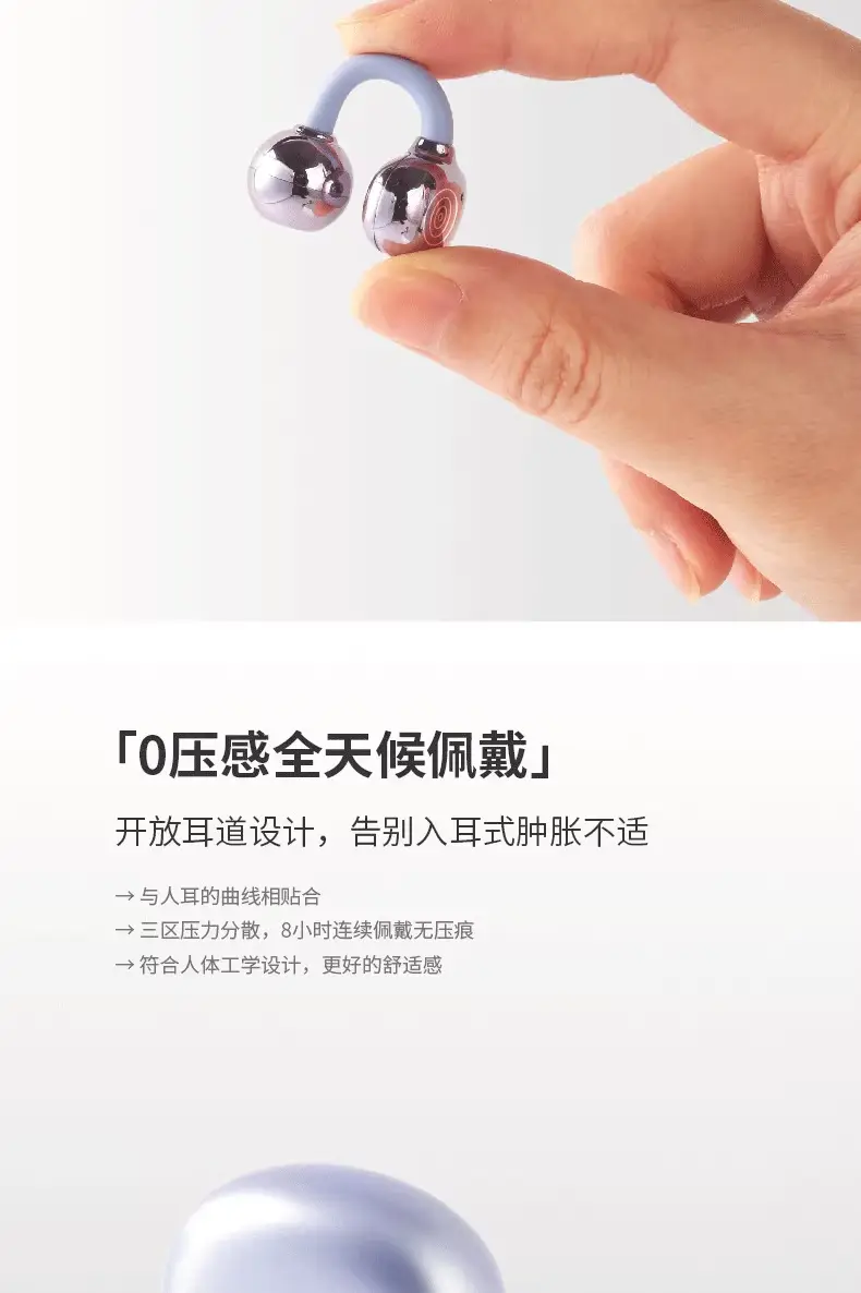 Wireless Bluetooth Headset with Ear Clips, Noise Reduction, Silver β feature 9