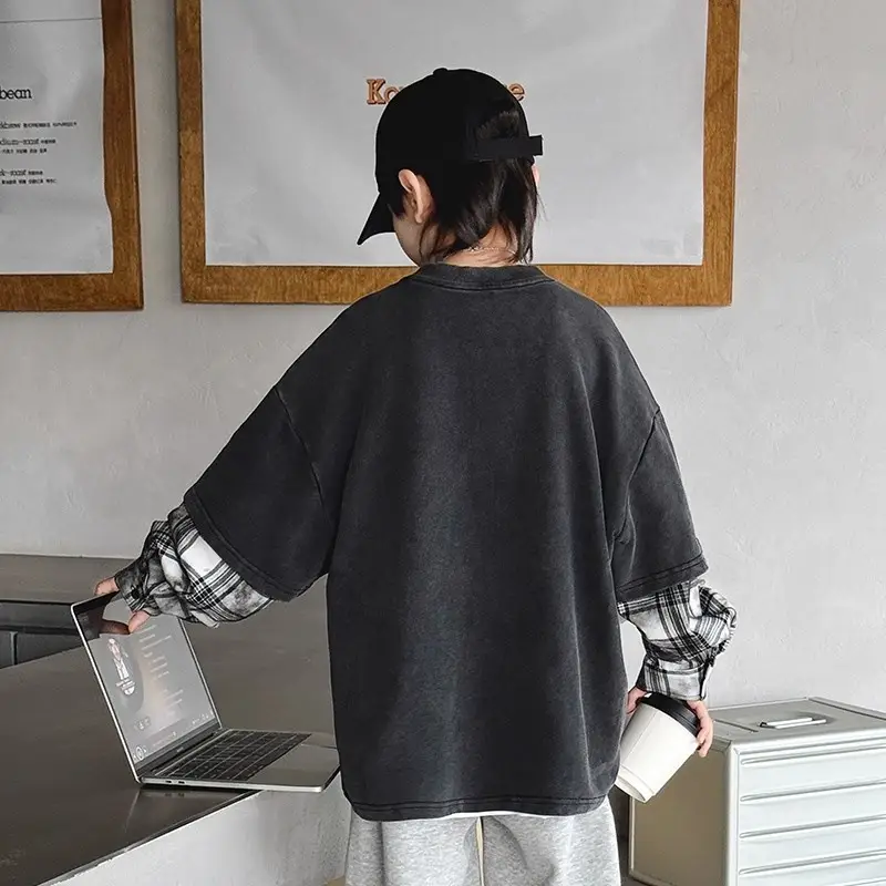 Boys Long Sleeve Graphic T-Shirt Black Spring Autumn Style - Image 4
