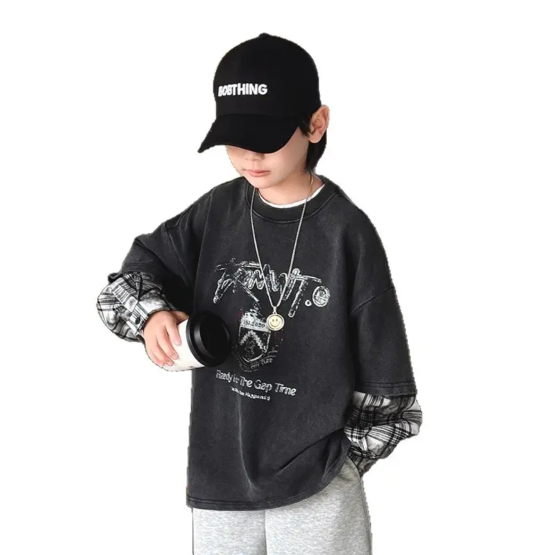 Boys Long Sleeve Graphic T-Shirt Black Spring Autumn Style - Image 6