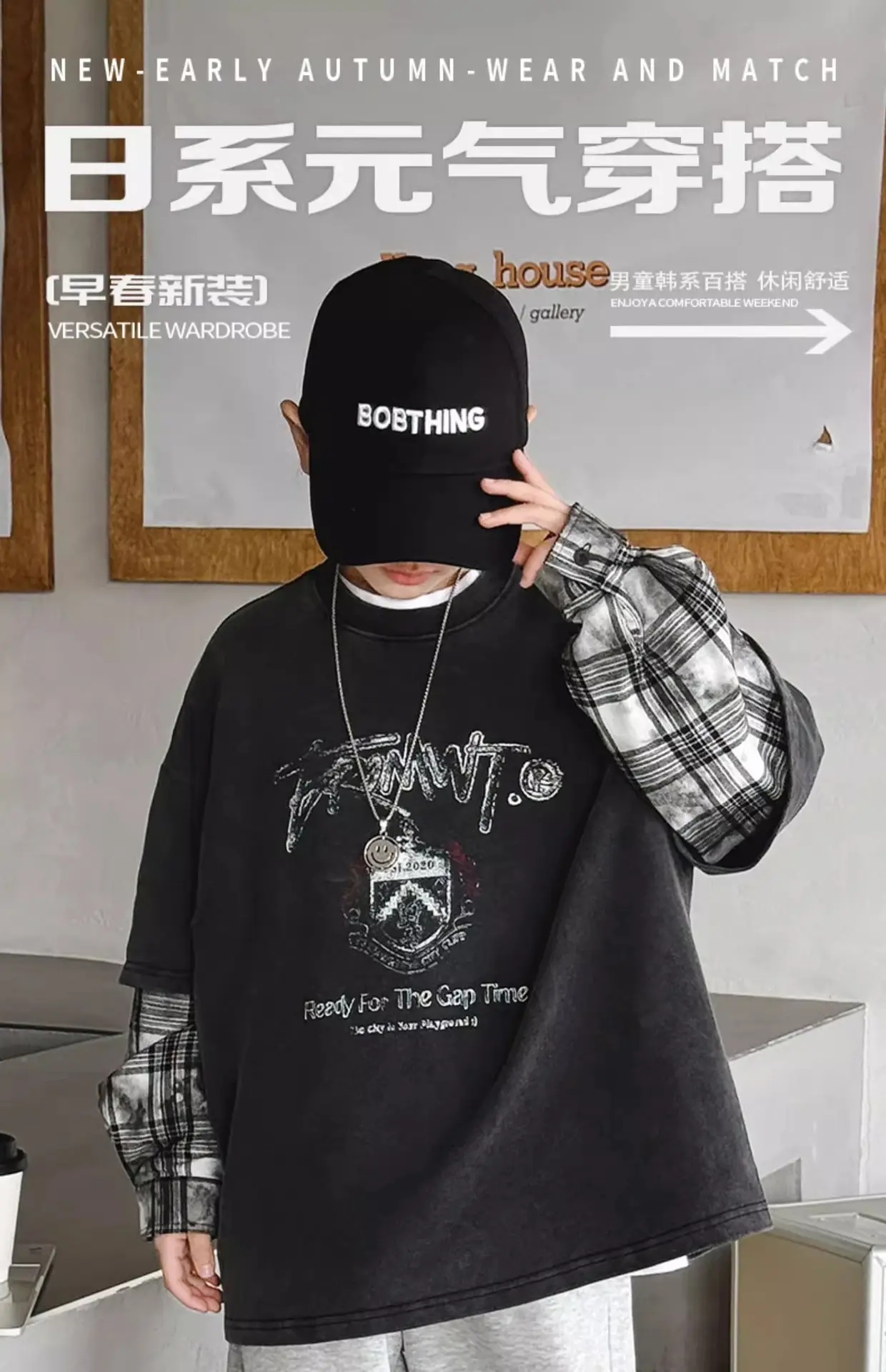 Boys Long Sleeve Graphic T-Shirt Black Spring Autumn Style — feature 1