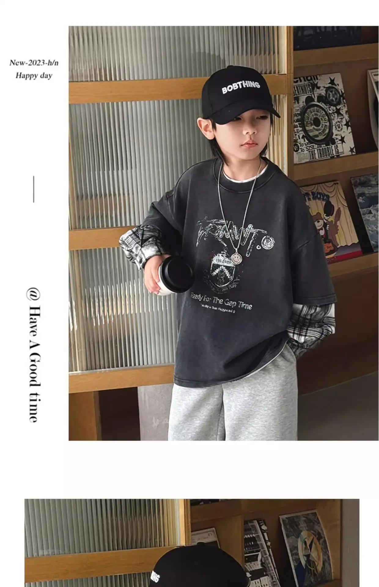 Boys Long Sleeve Graphic T-Shirt Black Spring Autumn Style — feature 13