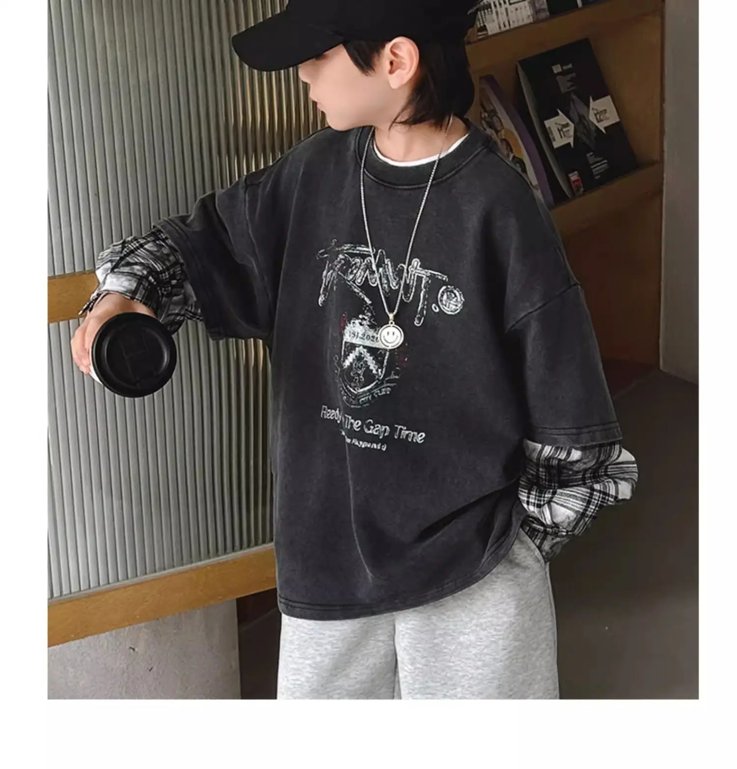 Boys Long Sleeve Graphic T-Shirt Black Spring Autumn Style — feature 14