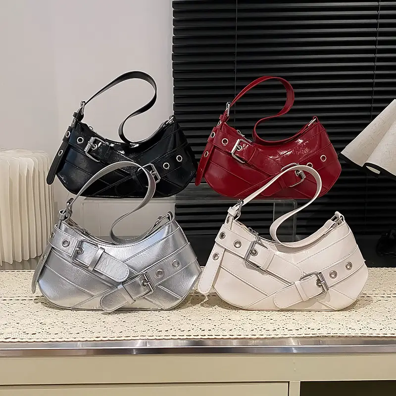 2025 Trendy White Belt Buckle Shoulder Bag - Image 6