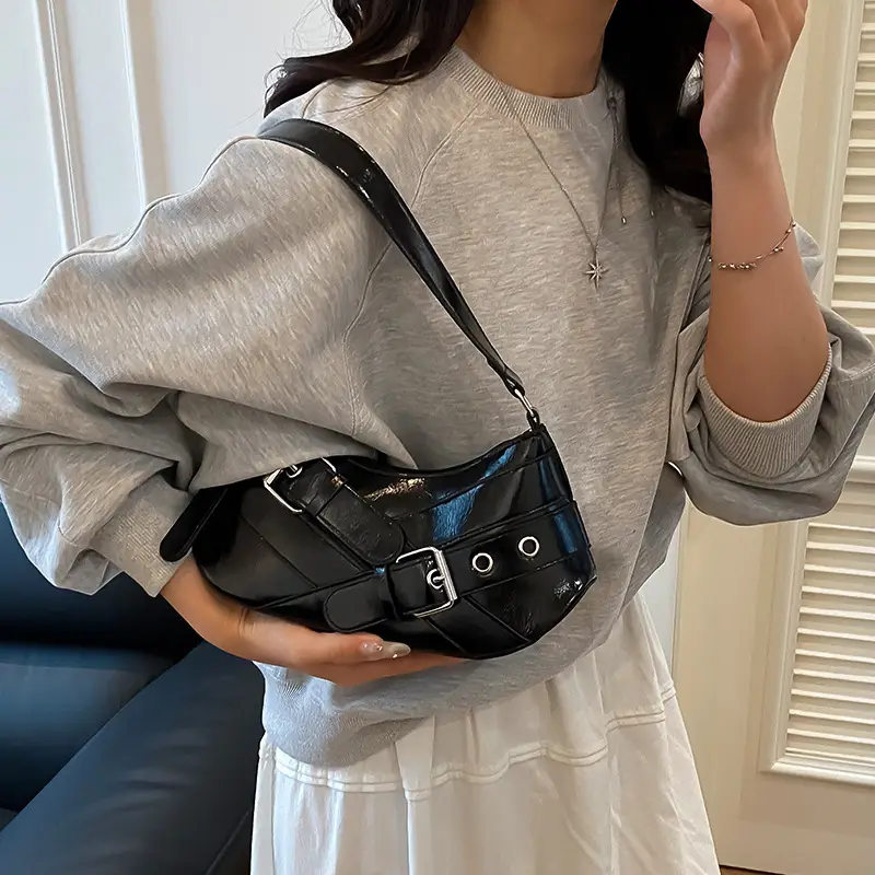 2025 Trendy White Belt Buckle Shoulder Bag - Image 8