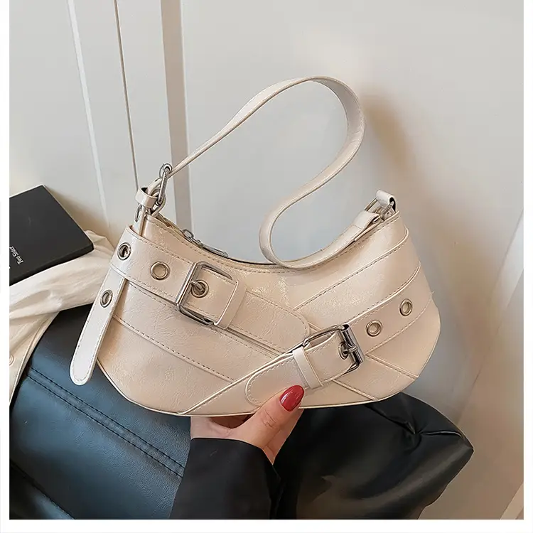 2025 Trendy White Belt Buckle Shoulder Bag - Image 2