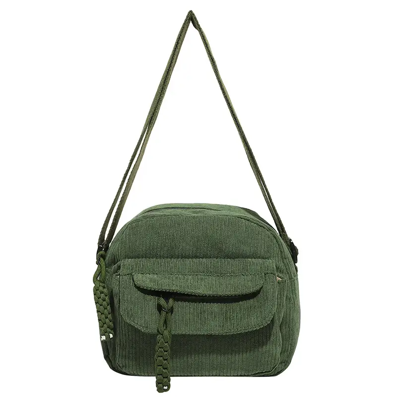 Korean Ins Corduroy Crossbody Bag Pure Color Canvas Fashion Casual Shoulder Bag Student Work Clothing Japanese Small Shoulder Bag luggage and leather goods - Image 8