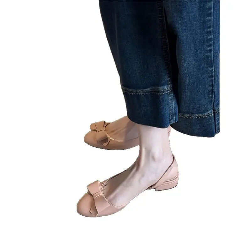 2026 New French-Style Bowknot Back-Strap Flat Sandals for Women, Round-Toe Single-Strap Side-Cut Evening Shoes - Image 7