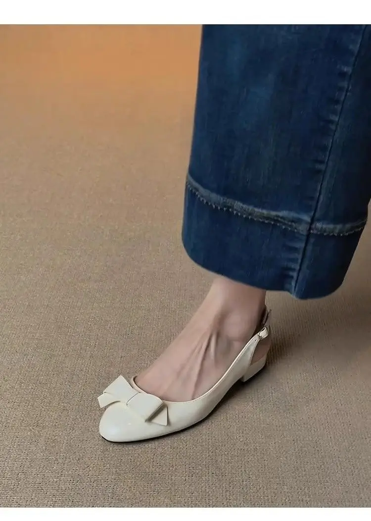 2026 New French-Style Bowknot Back-Strap Flat Sandals for Women, Round-Toe Single-Strap Side-Cut Evening Shoes — feature 4