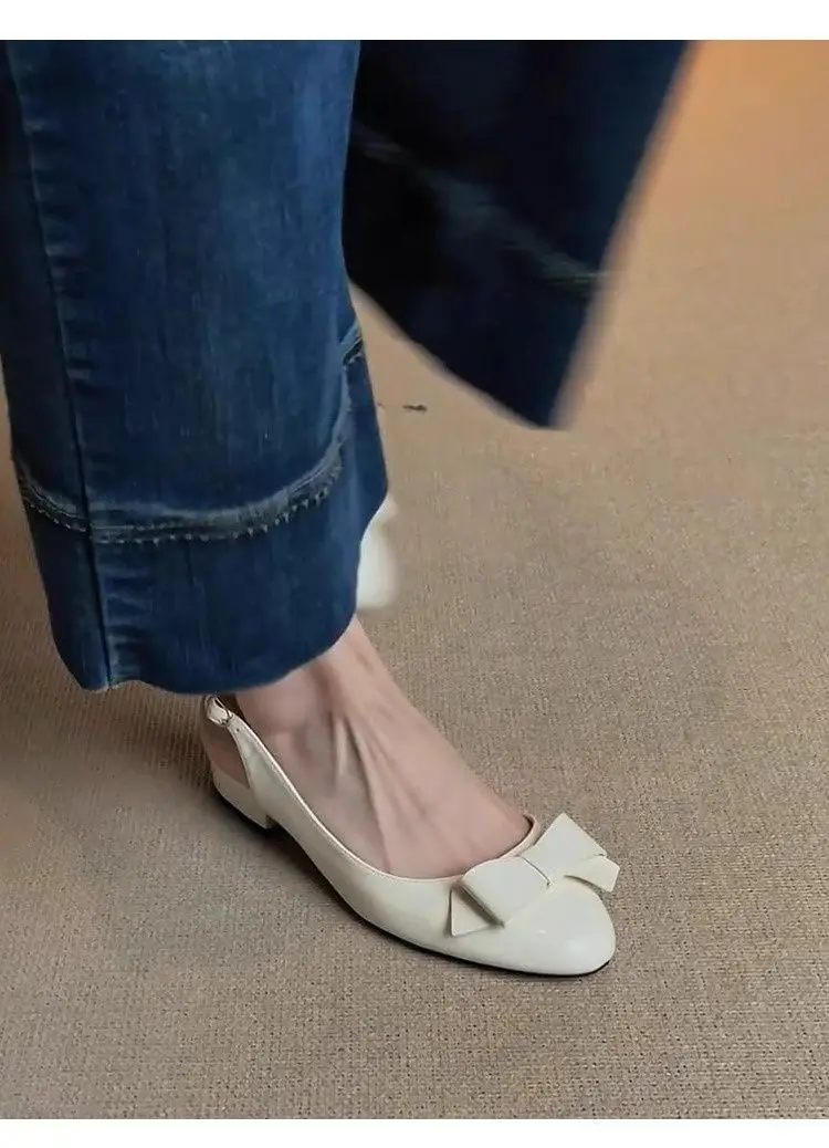 2026 New French-Style Bowknot Back-Strap Flat Sandals for Women, Round-Toe Single-Strap Side-Cut Evening Shoes — feature 5