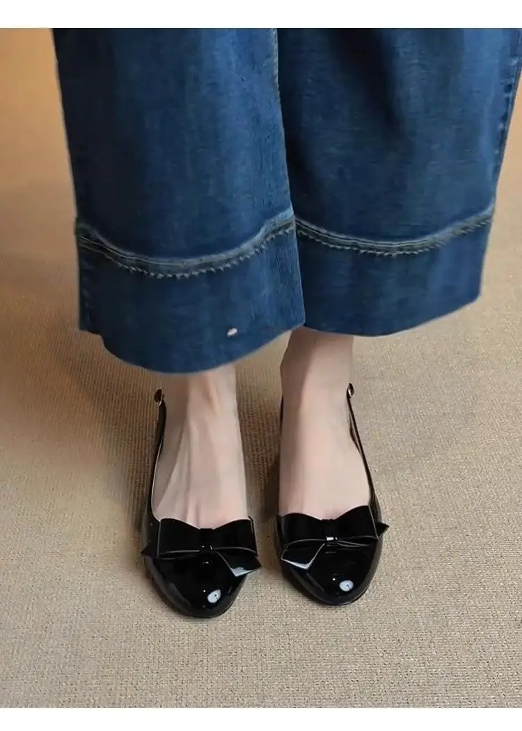 2026 New French-Style Bowknot Back-Strap Flat Sandals for Women, Round-Toe Single-Strap Side-Cut Evening Shoes — feature 7