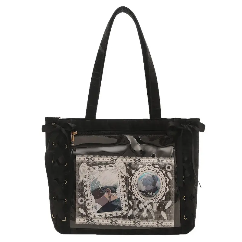 Japanese Floral Ribbon Bag Large Capacity Leather Goods - Image 10
