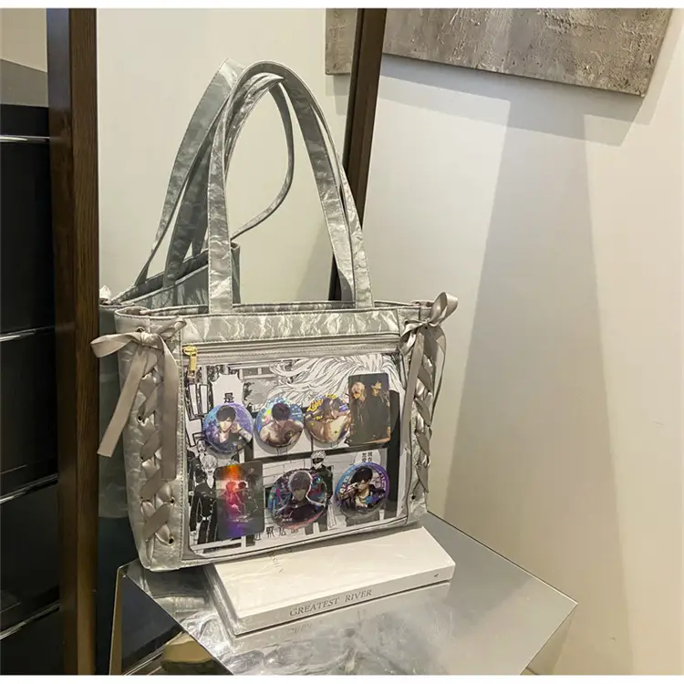 Japanese Floral Ribbon Bag Large Capacity Leather Goods — feature 15