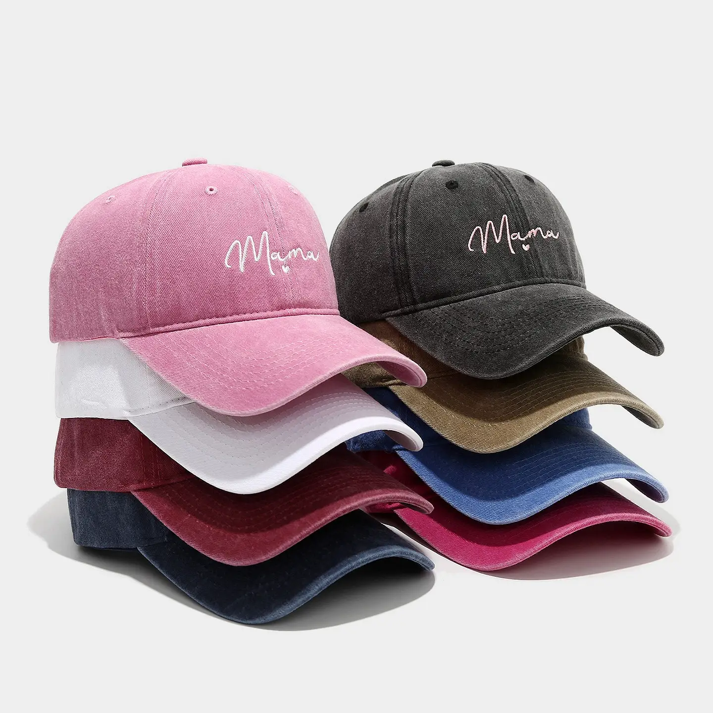 Mama Embroidered Duck Cap Pink Pink - Image 9