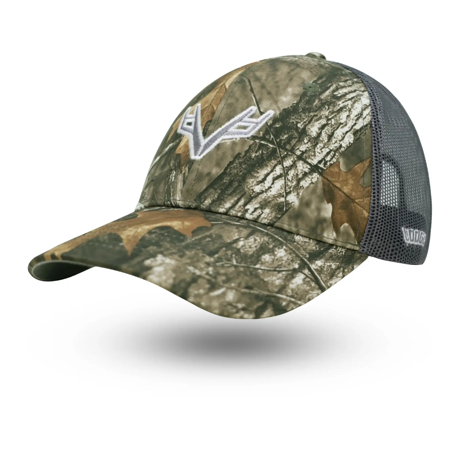 Camouflage V-Logo Baseball Cap with Pink Mesh Back