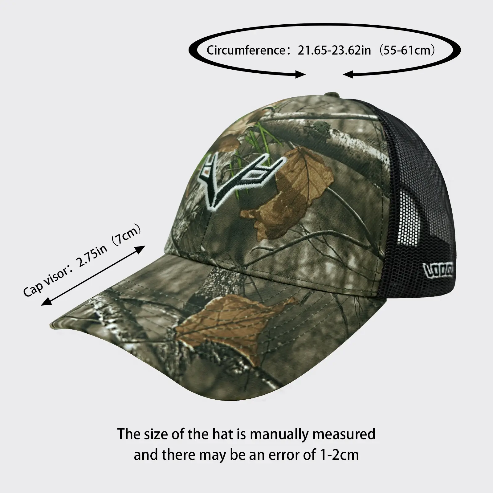 Camouflage V-Logo Baseball Cap with Pink Mesh Back — feature 2