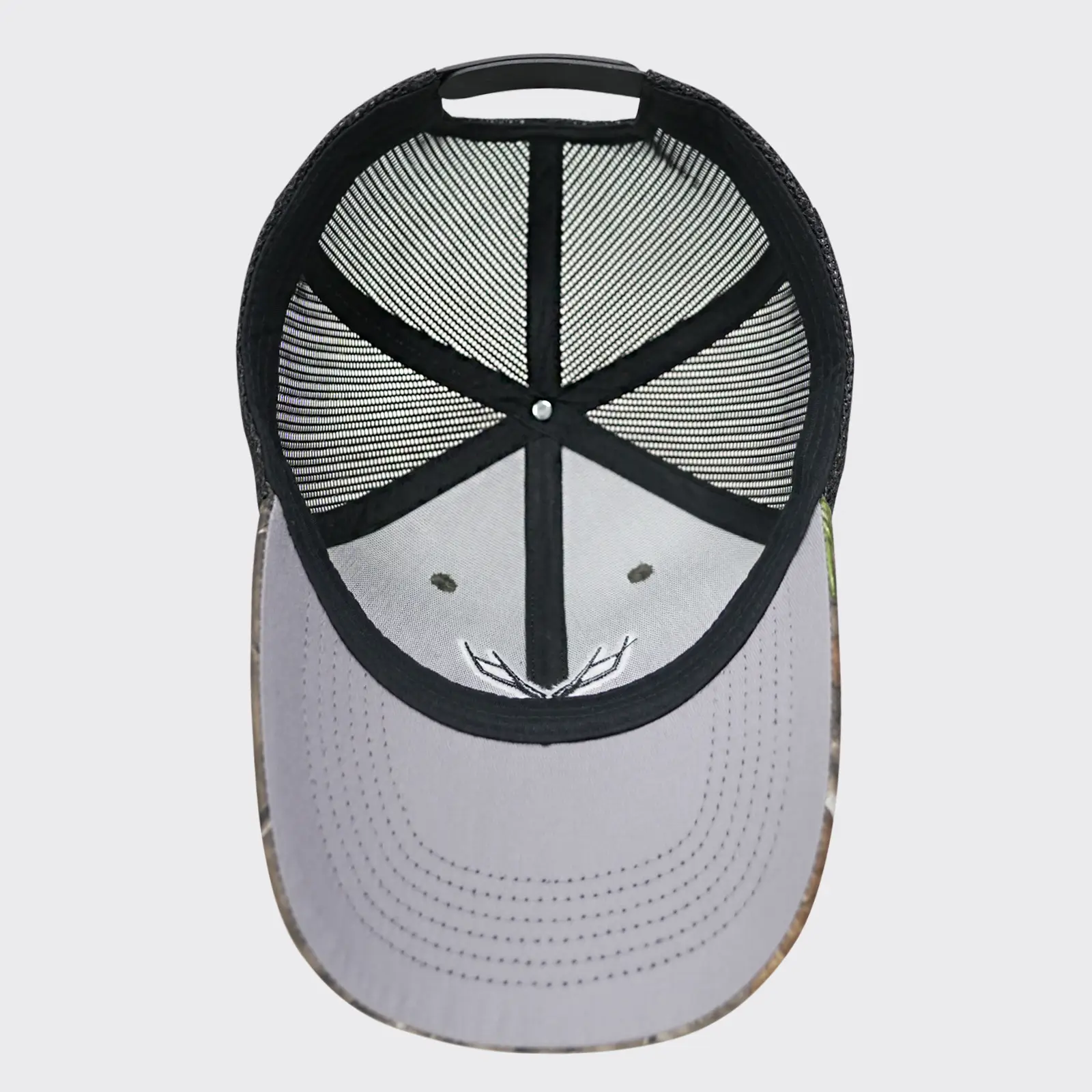 Camouflage V-Logo Baseball Cap with Pink Mesh Back — feature 6