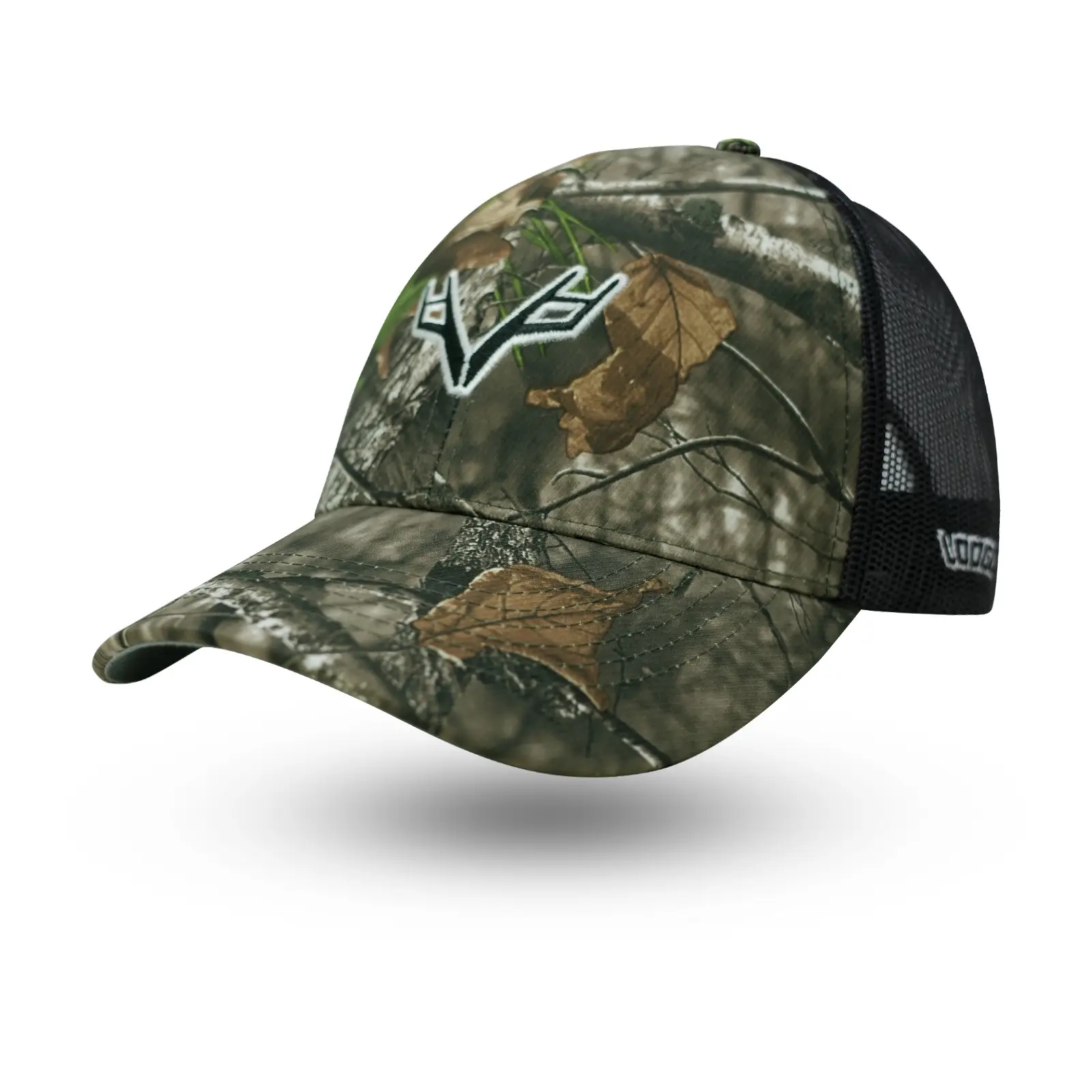 Camouflage V-Logo Baseball Cap with Pink Mesh Back